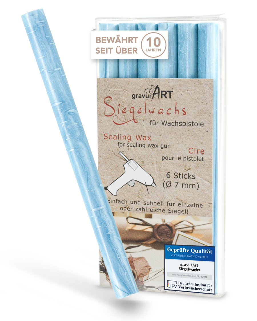 Siegelwachs (flexibel) für Pistole 7 mm, 6-er Pack Aqua perlmutt