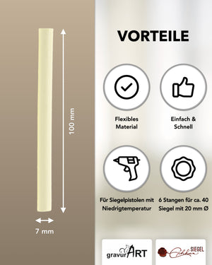 Siegelwachs (flexibel) für Pistole 7 mm, 6-er Pack Elfenbein