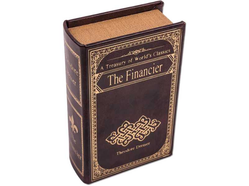 Buchbox "The Financier" groß im Antik-Buchlook aus weichem Lederimitat, 22x15x7cm