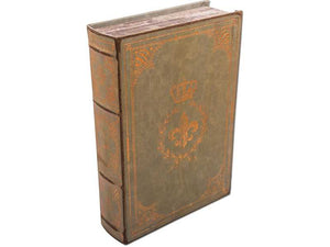 Buchbox "Fleur de Lis" aus weichem Lederimitat,  mit Goldprägung als Schatzkiste 30x20x7 cm