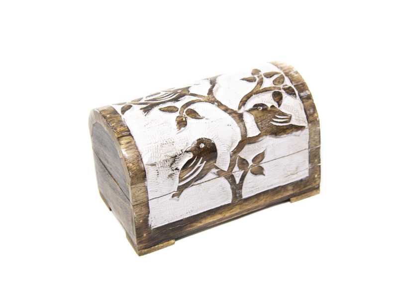 Holzbox Bird Box white wash, aus massivem Mangoholz in 2 Größen