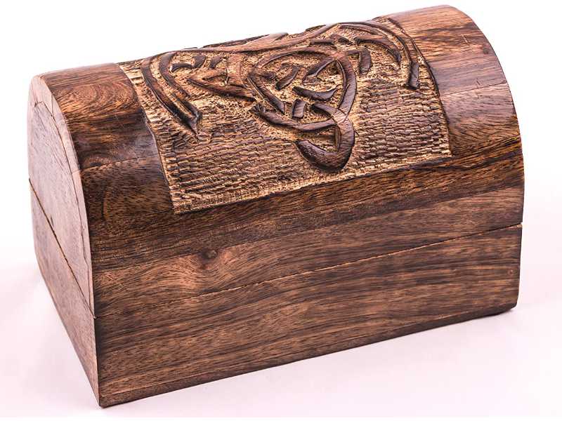 Holzbox "Drache" Geschenkbox aus massivem Holz mit Symbol 15x8x8cm